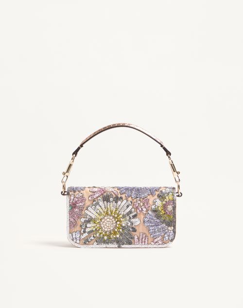 Valentino Garavani - Valentino Garavani Locò Small Embroidered Shoulder Bag With Jewel Logo - Multicolour - Woman - Shoulder Bags